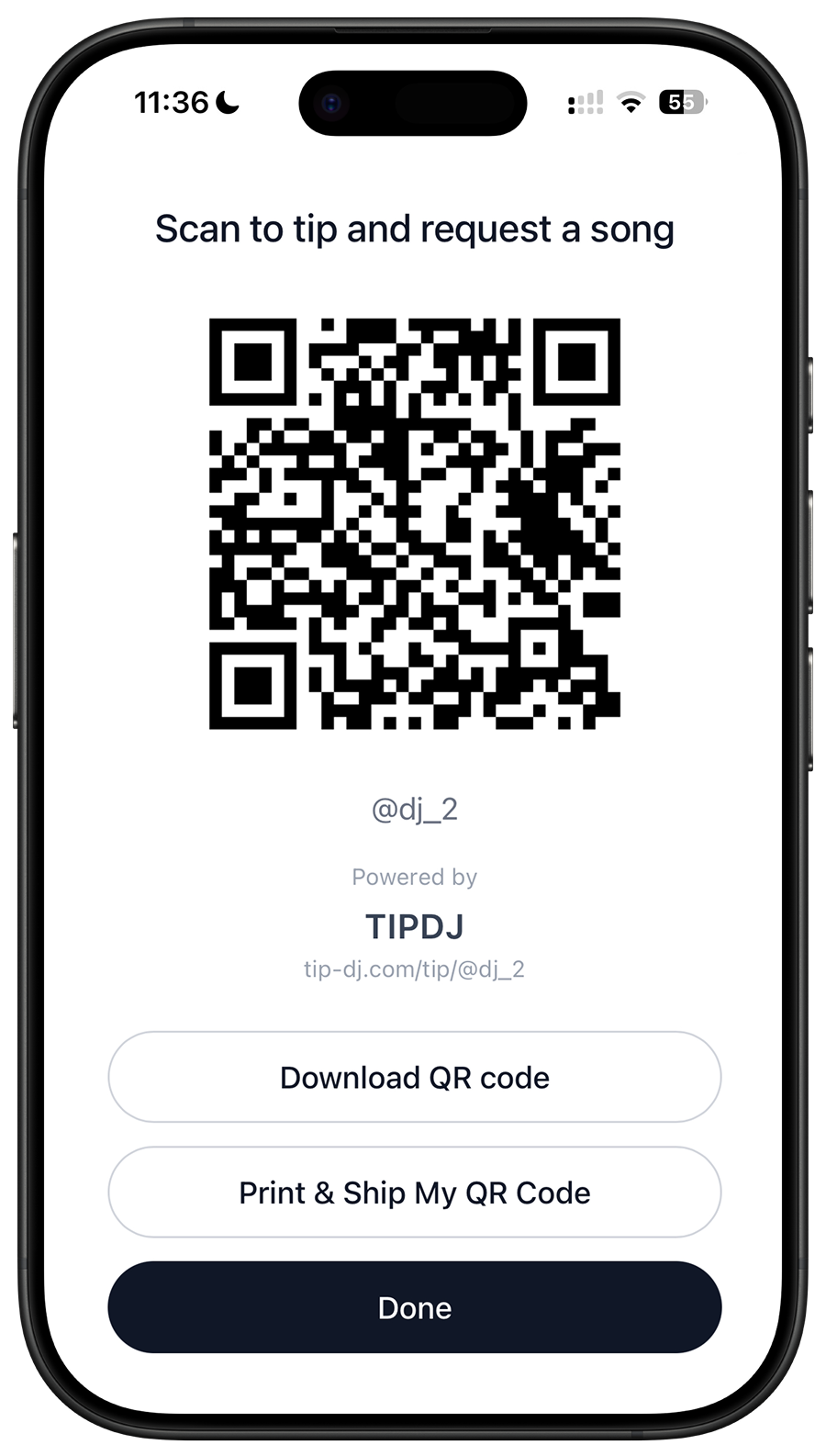 QR code for tipping