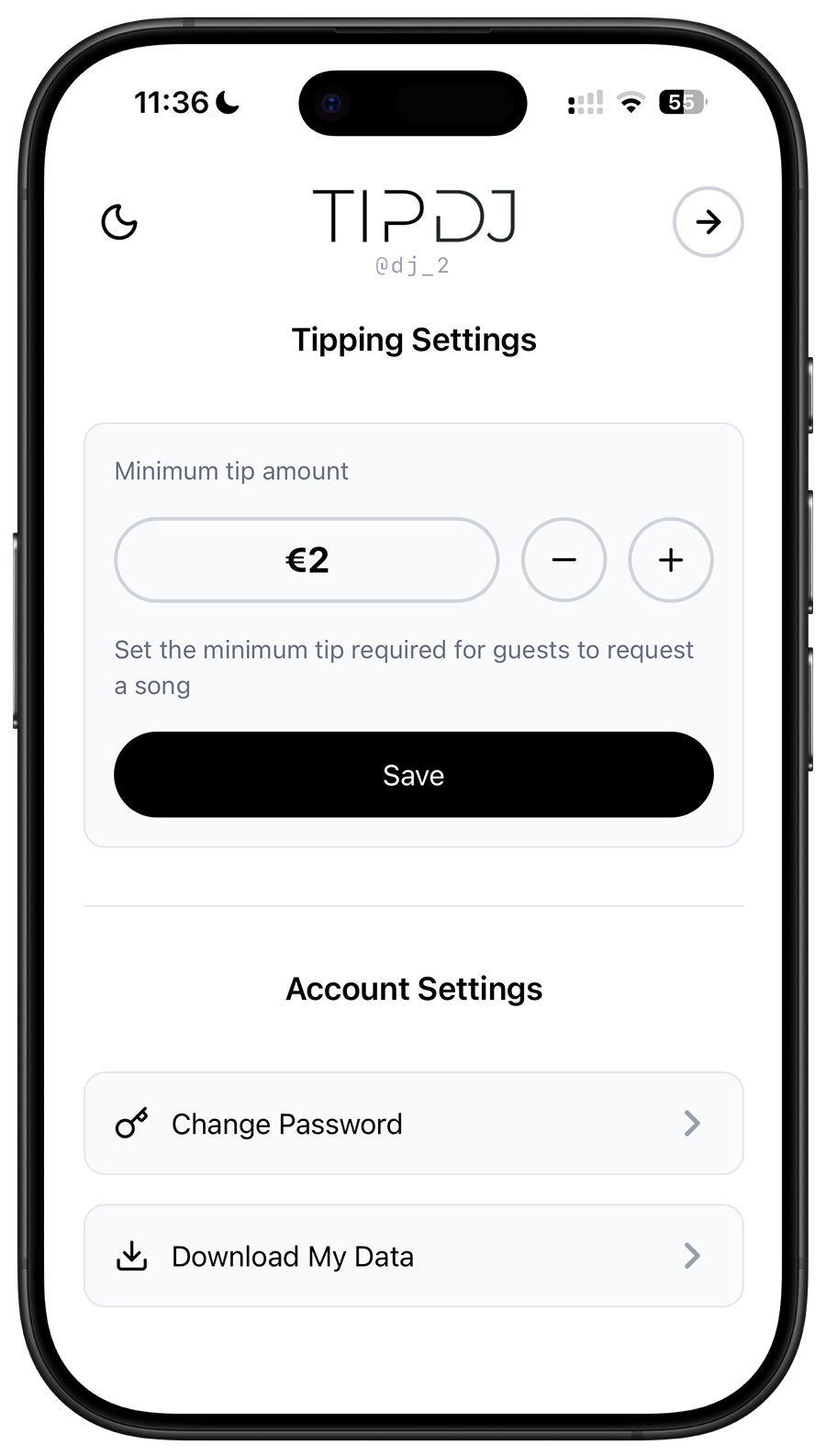 Tipping settings